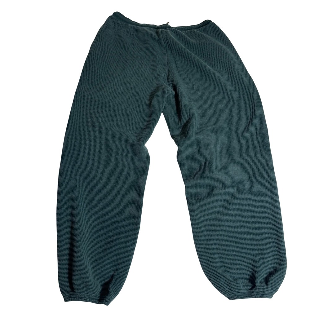 Athleta Waffle Knit Joggers Dark Green Thermal Lounge Pants Large - Picture 2 of 5